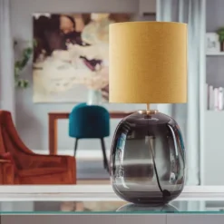 Austra Bordlampe Hvit 35*30 Blågrønn skjerm