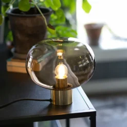 BORDLAMPE 4169 SMALL RØKGRÅ M. SORT SOKKEL
