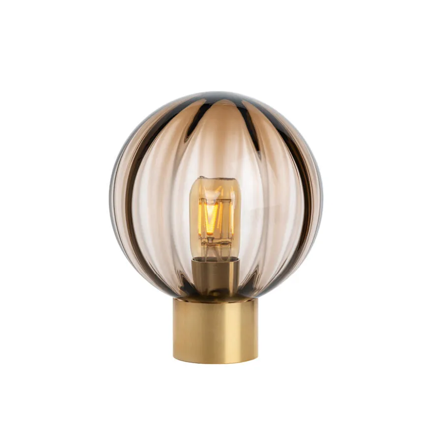 KRYSTALLKULE BORDLAMPE OPTIKK KAKAO M. MESSING SOKKEL
