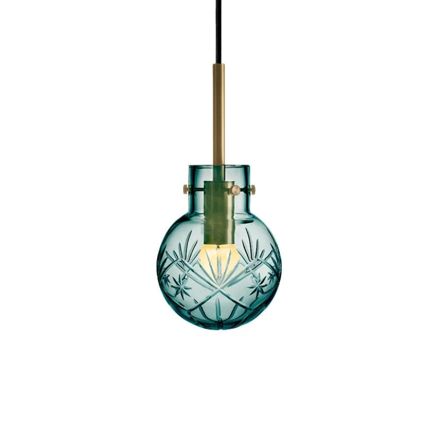 KRYSTALLKULE TAKLAMPE FINN BLÅGRØNN 120MM
