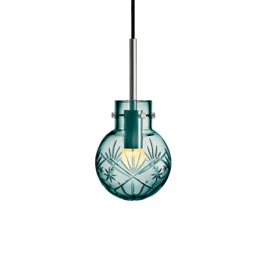 KRYSTALLKULE TAKLAMPE FINN BLÅGRØNN 120MM