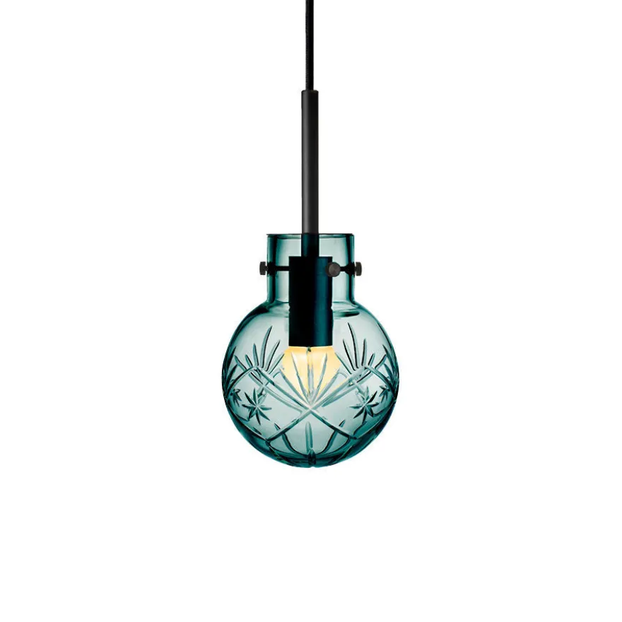 KRYSTALLKULE TAKLAMPE FINN BLÅGRØNN 120MM