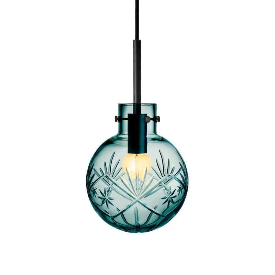 KRYSTALLKULE TAKLAMPE FINN BLÅGRØNN 160MM