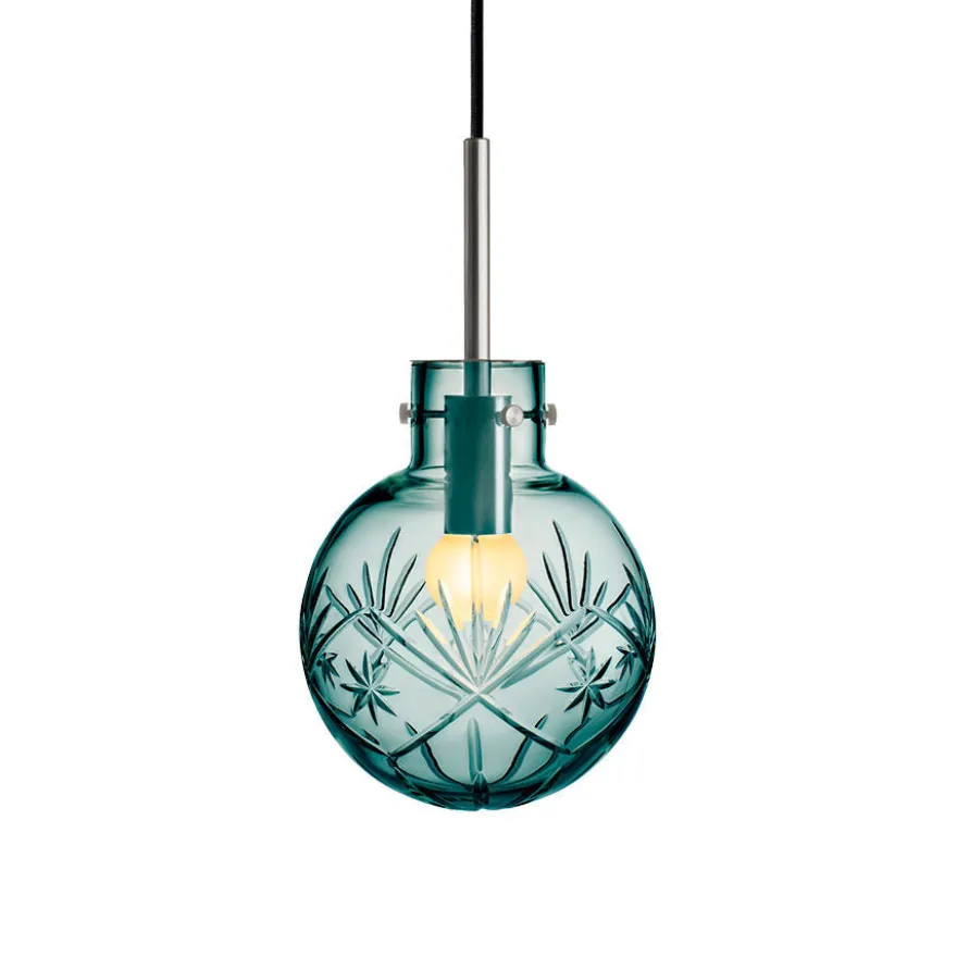 KRYSTALLKULE TAKLAMPE FINN BLÅGRØNN 160MM