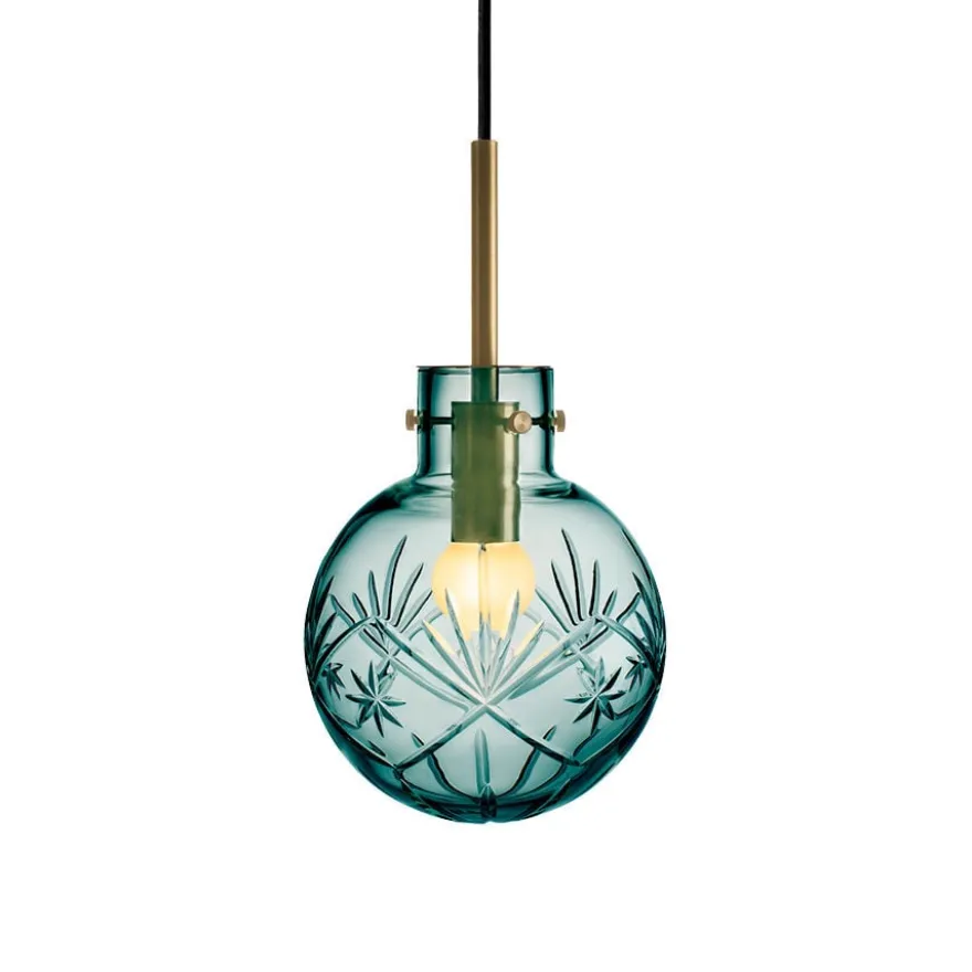 KRYSTALLKULE TAKLAMPE FINN BLÅGRØNN 160MM