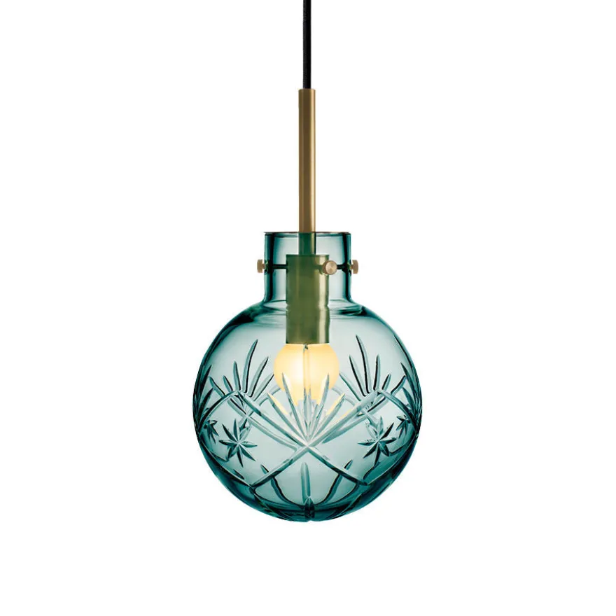 KRYSTALLKULE TAKLAMPE FINN BLÅGRØNN 160MM