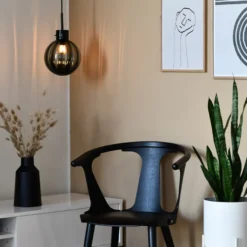 KRYSTALLKULE TAKLAMPE OPTIKK STÅLBLÅ 120MM