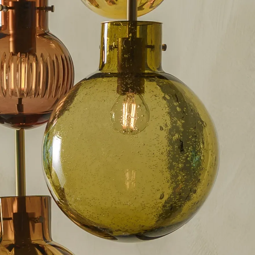 KRYSTALLKULE TAKLAMPE SODA STÅLBLÅ 120MM